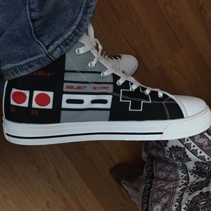 NES Controller Low Tops Canvas Shoes Birthday Gift for Outdoor Young Boys Unisex Black and White Women Men Sneakers Slip Ons 2 Fans Collectible Streetwear Style Team Matching Sneaker 