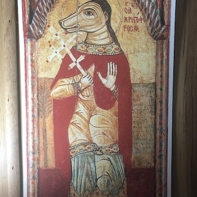 Dog Headed Saint Christopher Art Print, Antique Religious Icon, St ...