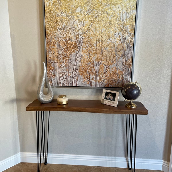 Live Edge Walnut Entryway Table - Any Length - 36 Inches Tall - Etsy