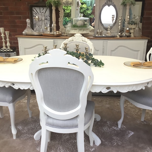 Shabby Chic Vintage French Style Dining Table and 4 Dining Chairs Etsy UK