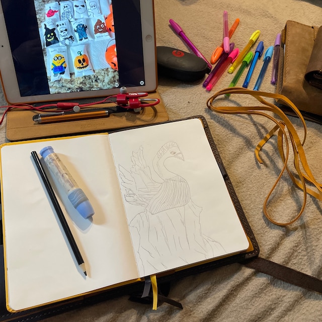 Art kit of Sketchbook cover and art supplies– Mureli Workshop