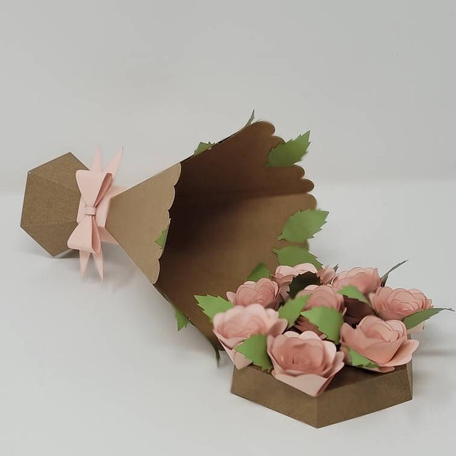 Ramo de flores de papel, regalo de san Valentín RAMO Y FLORES ROSAS, svg  file, cameo, cricut, svg, dxf, eps, .studio3 -  España