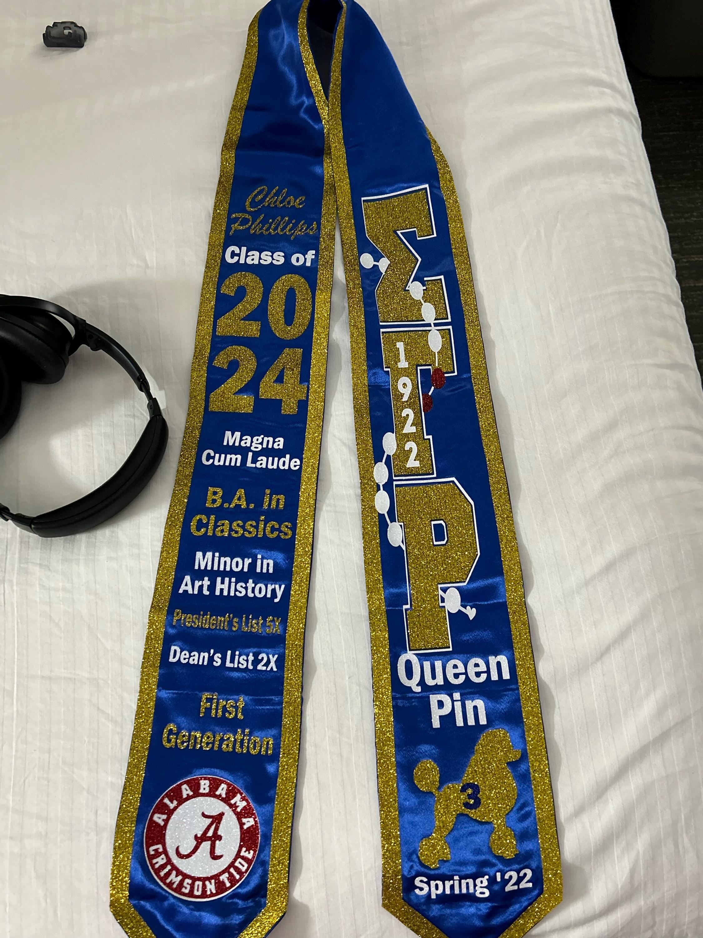 Sorority Graduation Stole | Custom Graduation Stole| Greek Graduation Stole | Pre-Designed Stole | Class of 2025 Stole| Class of 2025 Stole