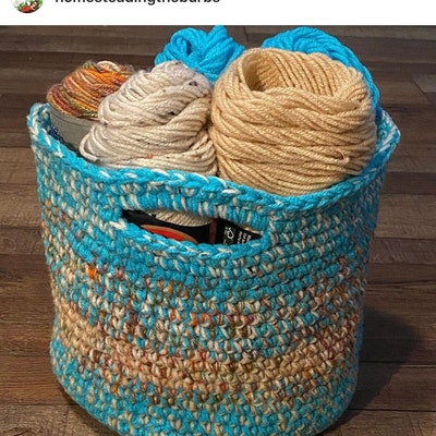 Crochet Pattern Cutie Utility Basket Crochet Basket With Handles ...