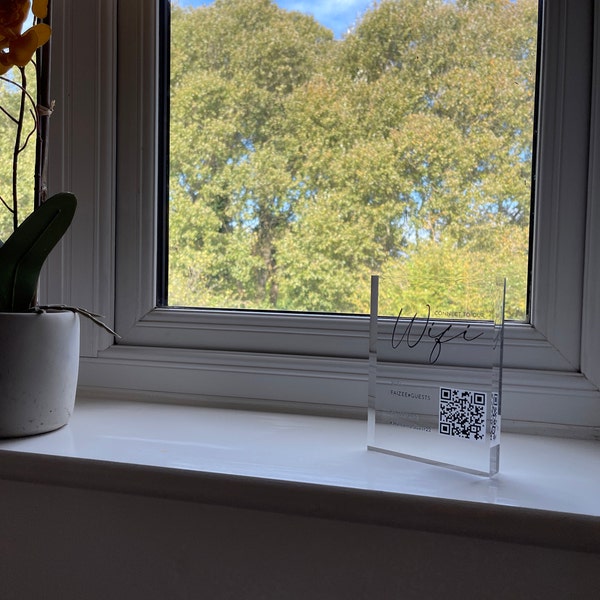 Wifi Acrylic Block Plaque With Password Info and QR Code Office Cafe ...