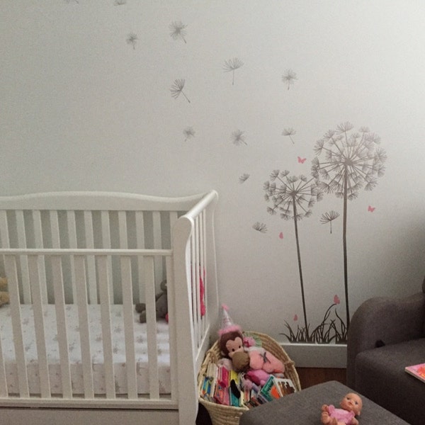 Dandelion Wall Decal Flower Wall Decal Floral Wall Sticker Nursery Room ...
