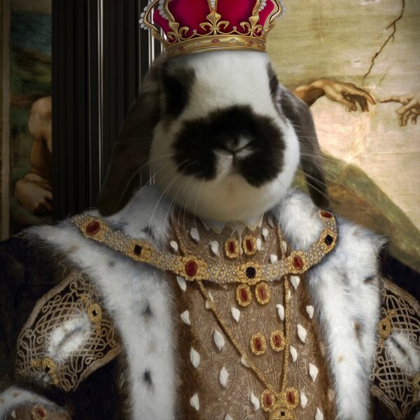 Custom King Pet Portrait . Custom King Animal Portrait . Renaissance ...