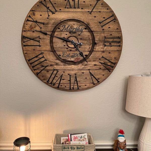 Farmhouse Wood Spool Wall Clock - 20