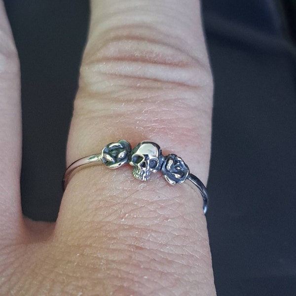 Skull and Roses Necklace 925 Sterling Silver Vintage Skeleton Jewelry Gifts For Women Wife Mom