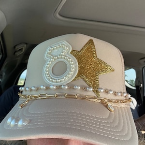 Custom Bling Distressed Tan Trucker Hat With Gold Star and Initial ...