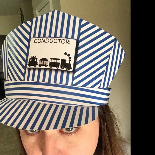 DIGITAL DOWNLOAD Train Conductor s Hat Paper Printable Easy Adult Kid s Costume Dress Up Party Preschool Halloween Blue and White Striped Etsy