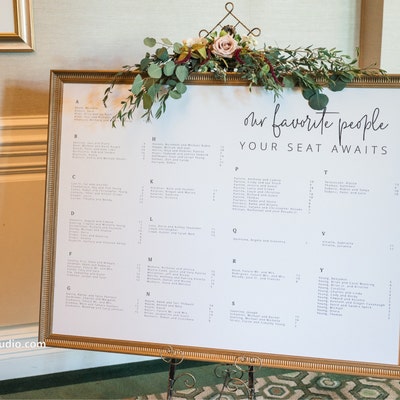 ASCOT Alphabetical Wedding Seating Chart Template, Modern Guest Seating ...