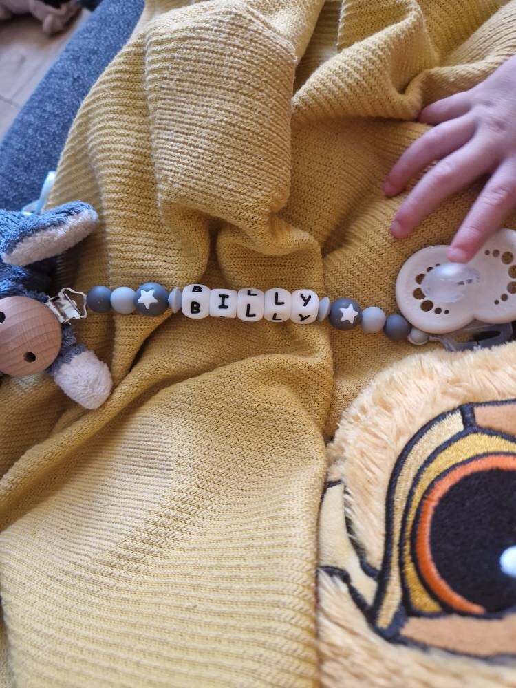 Personalised dummy clip, Silicone dummy clip, Dummy clip, Baby pacifier clip, Pacifier holder, Baby shower gift, White