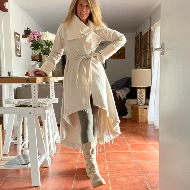 Asymmetric Bohemian Coat ∆ Canvas Trench Coat Women ∆ Maxi Asymmetric Bohemian Coat ∆ Canvas Trench Coat Women ∆ Maxi