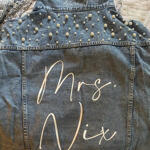 PERSONALIZED Statement Denim Bridal Jacket Custom Name Pearl Detailing ...