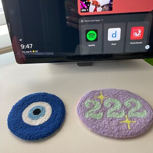 Punch Needle Coaster, Tufted Coaster,mini Rug, Custom Mug Rug, Drink ...