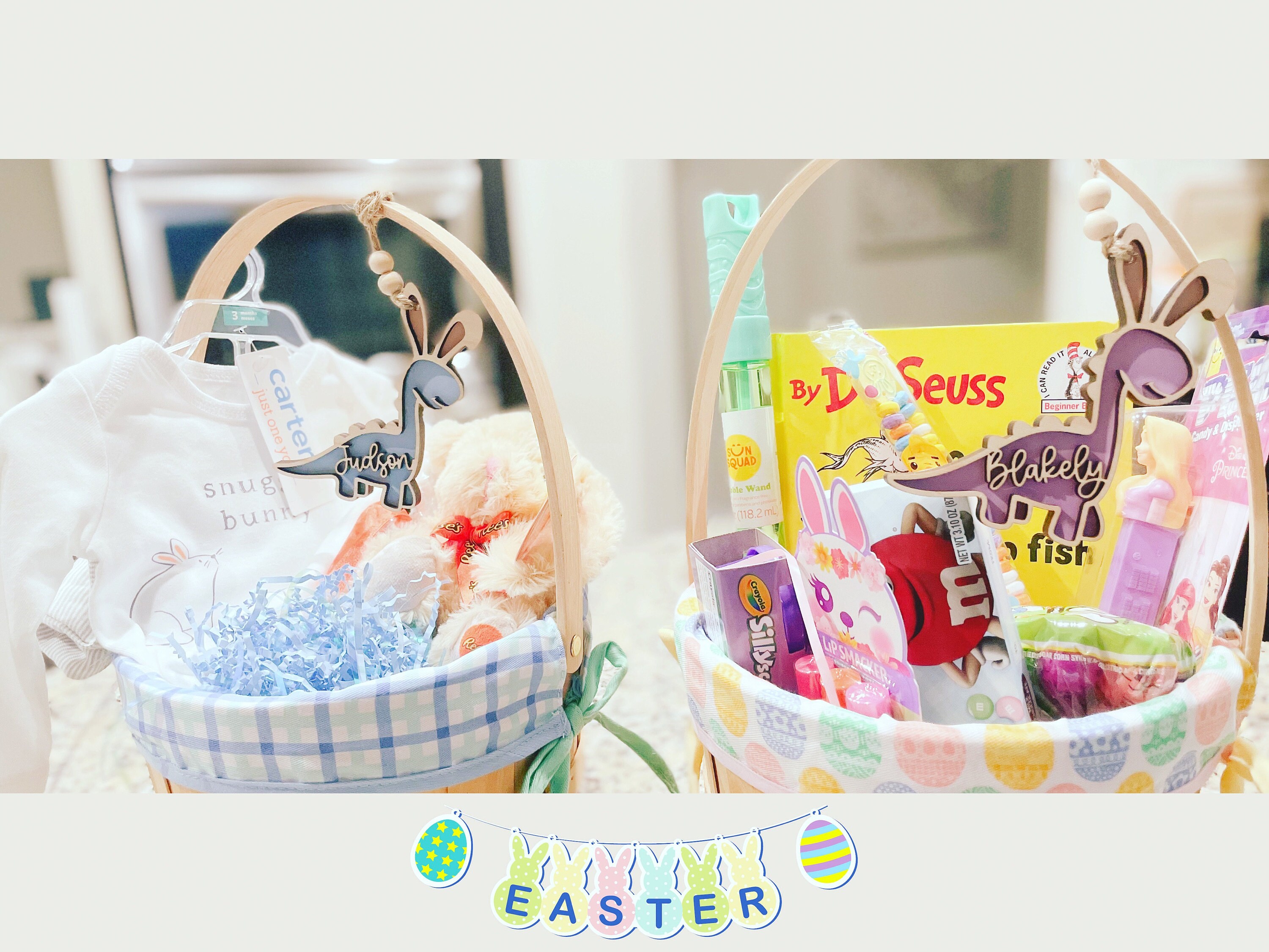 Easter basket tag, personalized name tag, dinosaur decor, Dino easter tag, easter bunny, kids easter decor, Easter egg, easter tier tray