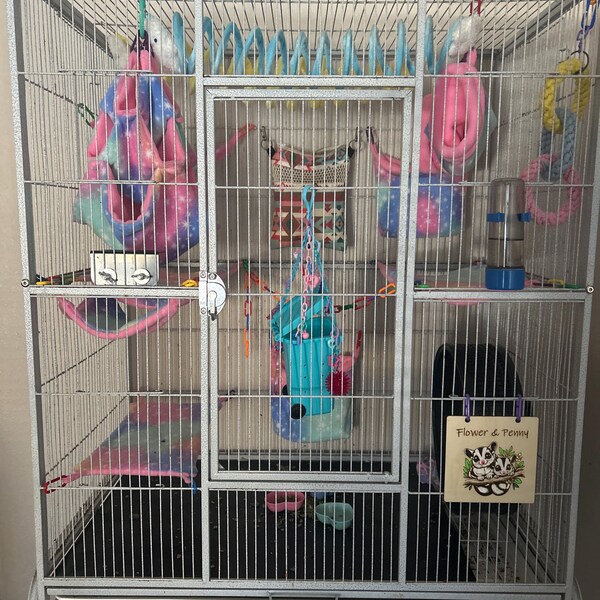 View of Ready to Ship/8 Piece Sugar Glider Cage Set/rainbow Candy /sugar Glider ...