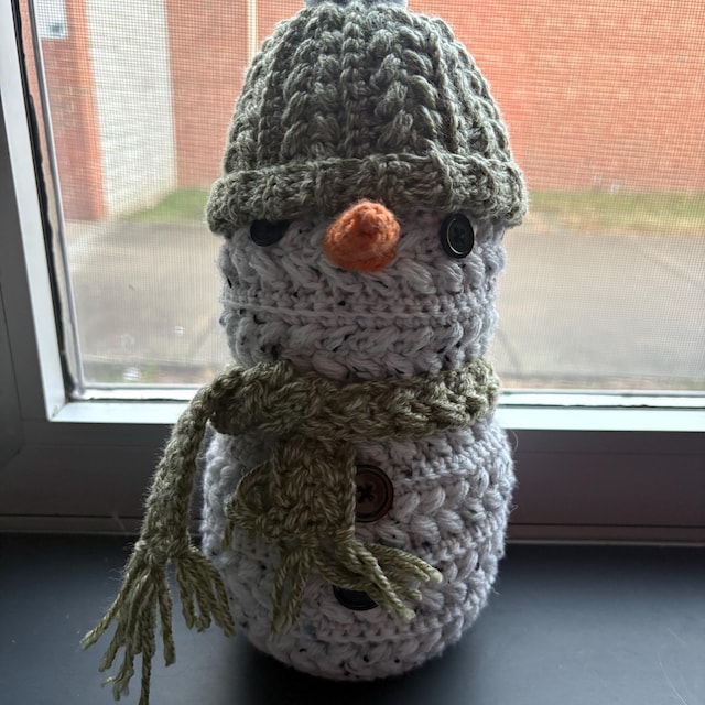 A customer's finished Snowy Wheat Stitch Puff Crochet Beanie Pattern