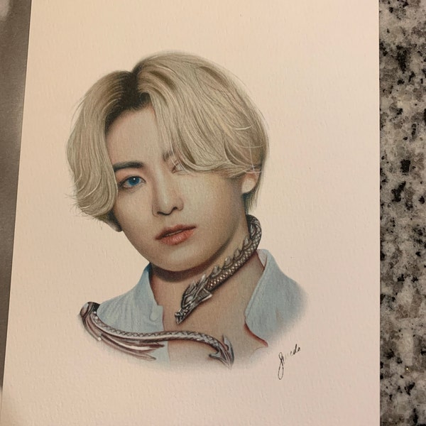 BTS Jungkook Colored Pencil Drawing : PRINT From Original Fanart - Etsy