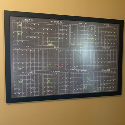 12-month Yearly Dry Erase Chalkboard Calendar 36 X 24, Reusable Large ...
