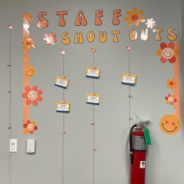Staff Shout Outs Bulletin Board Letters Shout Out Cards Groovy ...