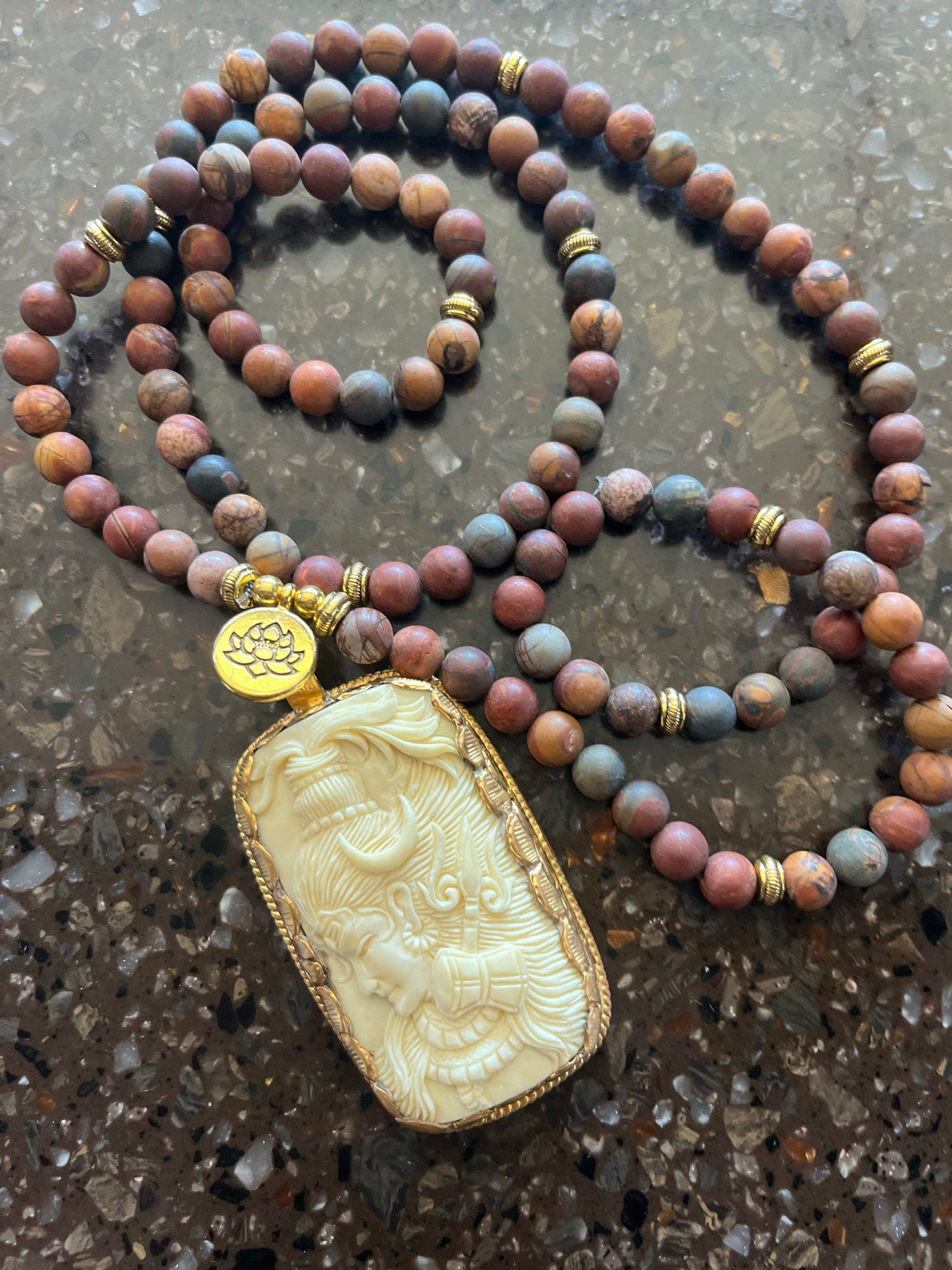 Red Creek Jasper Stone Bracelet. 108 Beads Mala Prayer Bracelet, Natural Gemstone Bracelet, Anxiety Stress Relief Bracelet Inner Peace Gift