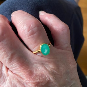Customer photo from Inactive Etsy Member, Oval Rosecut Raw Chrysoprase Ring, Australian Jade Ring, Minimalist
