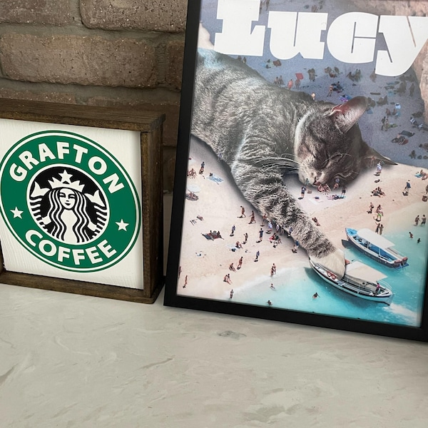 Giant Orange Cat Art Ginger Cat Wall Decor Modern Cat Wall Print Cat