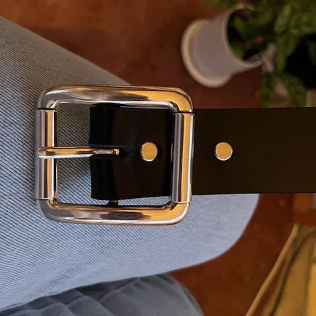 センターバーベルトバックル、ローラー付きポリッシュシルバーメッキ