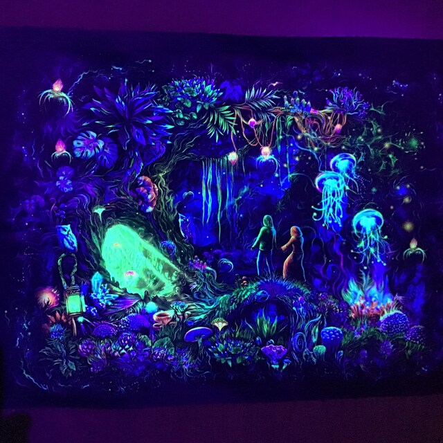 UV Blacklight - Psy Backdrop : Wizard Forest - Trance Party Decor