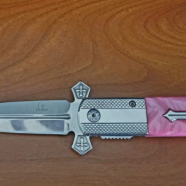 Collectible Pink Cross 9 Cute Pocket Knife. Spring Assisted Open Folding  Knife. 3D Cross Pink Handle. Valentines Gift. Cool Knife 