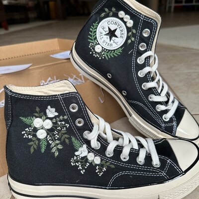 Embroidered Converse/converse Custom Flower Embroidery /bridal Converse ...