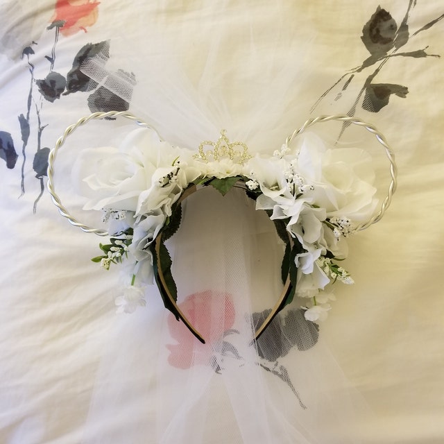 Bride / Wedding Disney Ears Inspired Floral Disney Ears Wire  display picture 2