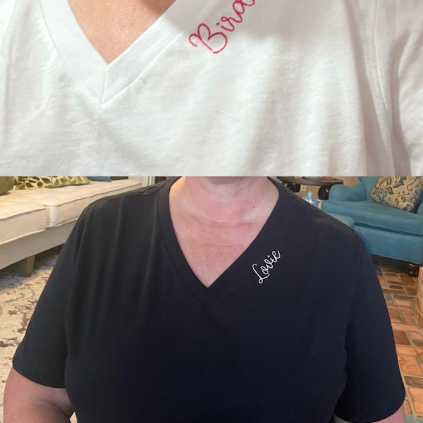 V neck with hand embroidery Short tops main image 1