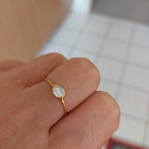 Customer photo from Ute, Dainty Raw Herkimer Diamond Ring in Yellow Gold