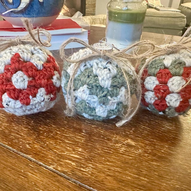 A customer's finished Granny All the Way Ornament Collection Crochet Pattern