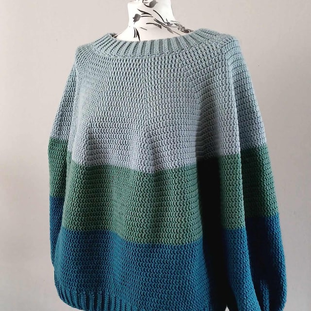 CROCHET PATTERN & VIDEO/Rocky Mountain Colourblock Crochet Sweater
