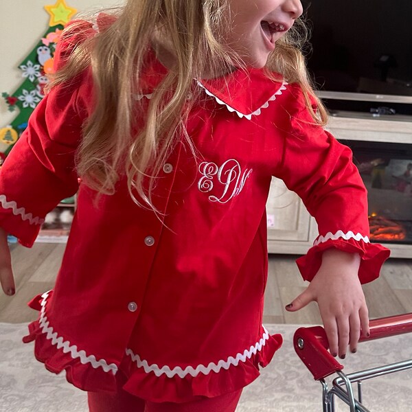 Classic Santa Girl Smocked Nightgown
