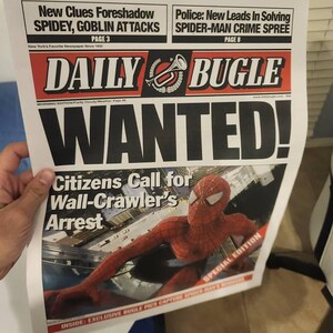 スパイダーマン デイリービューグル「指名手配」新聞小道具レプリカ