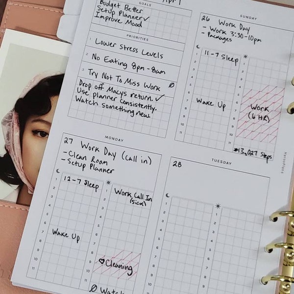 Weekly Planner | A5 Printable Planner Inserts | WO2P Layout Template ...