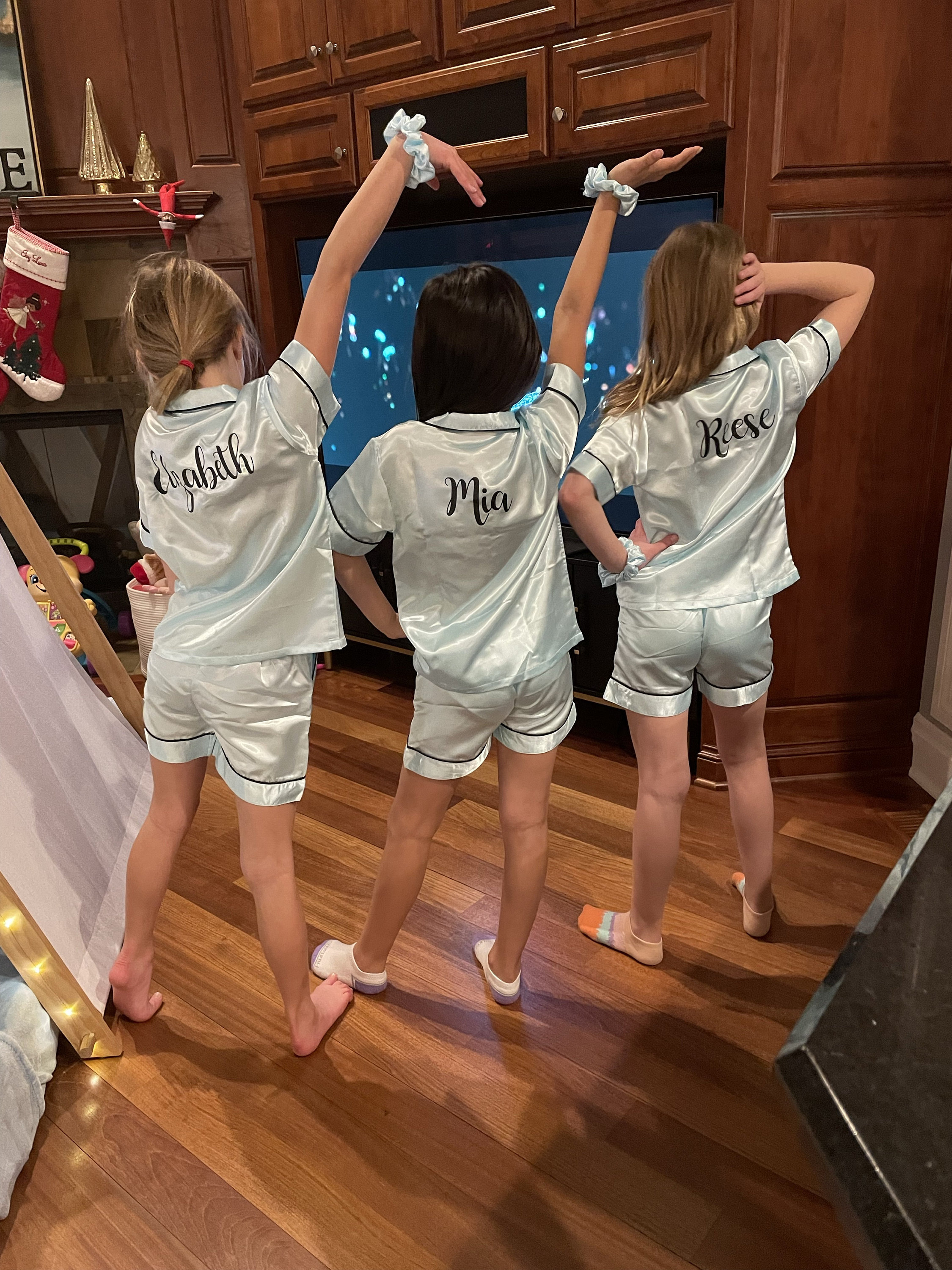 Personalized Youth Silk Pajamas | Personalized Flower Girl & Junior Bridesmaid PJ Sets