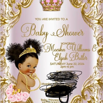 "It's A Princess" Banner - Pink & Gold Glitter Crown Banner For Baby Shower Or Birthday