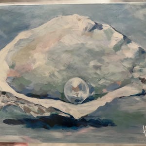 Oyster and Pearl, Print of Original Acrylic Painting, by Kim
