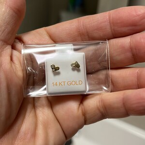 14k Yellow Gold 3mm Baby Girl Earrings - Round Cubic Zirconia Screwback Studs