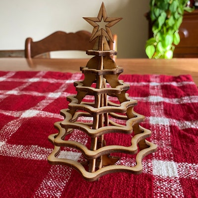 Christmas Tree Kit. Miniature Wooden Desktop Tree Made From a Single ...
