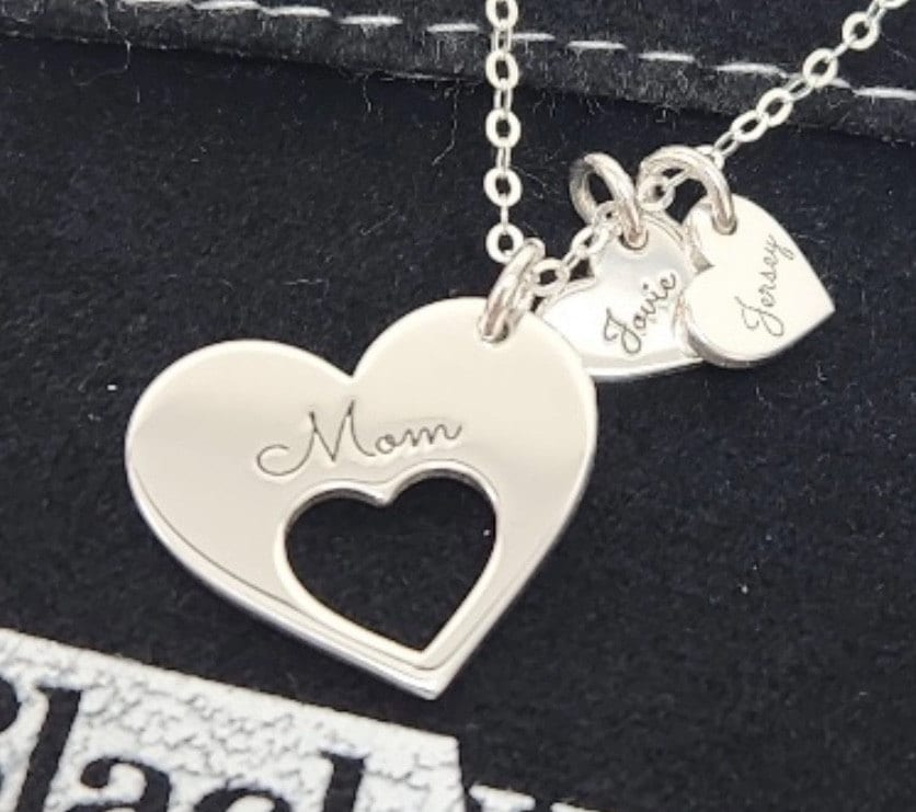 Name Necklace For Mom, Personalized Necklace With Kids Names, Engraved Hearts Necklace With Multiple Names, Necklace For Mom With Kids Names