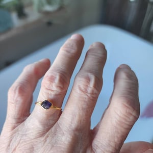 Customer photo from Sue, Dainty Raw Amethyst Ring in Rose Gold