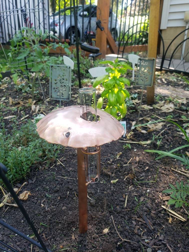 Copper Mushroom Rain Gauge