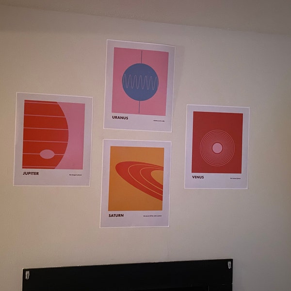 Solar System Planets Retro Prints, Set of 9 Mid Century Modern Art ...